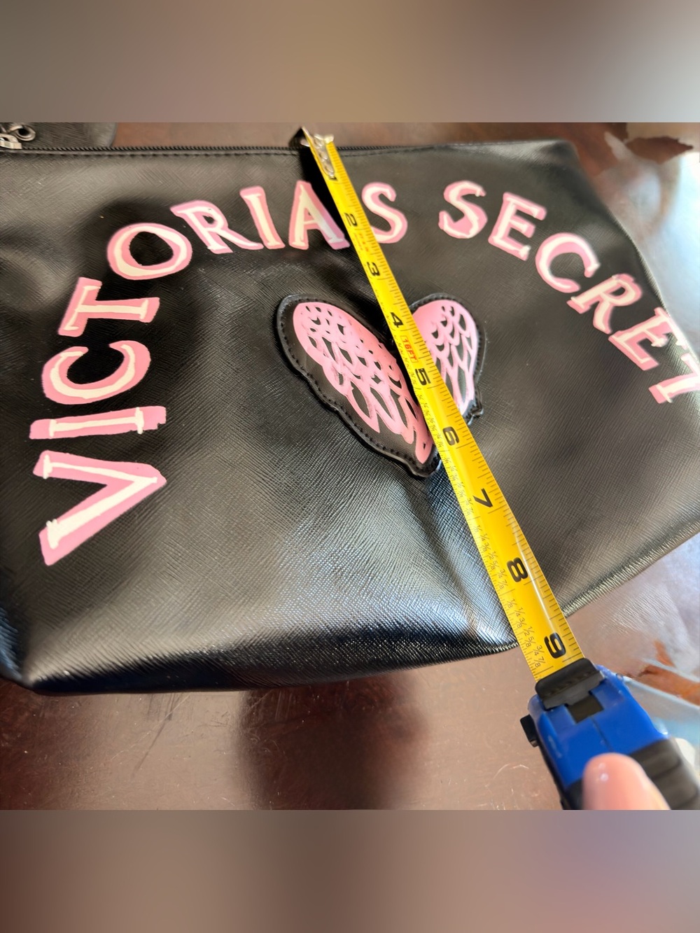 Victoria's Secret Black Cosmetic Pouch with Pink Lettering & Heart - Picture 4 of 7